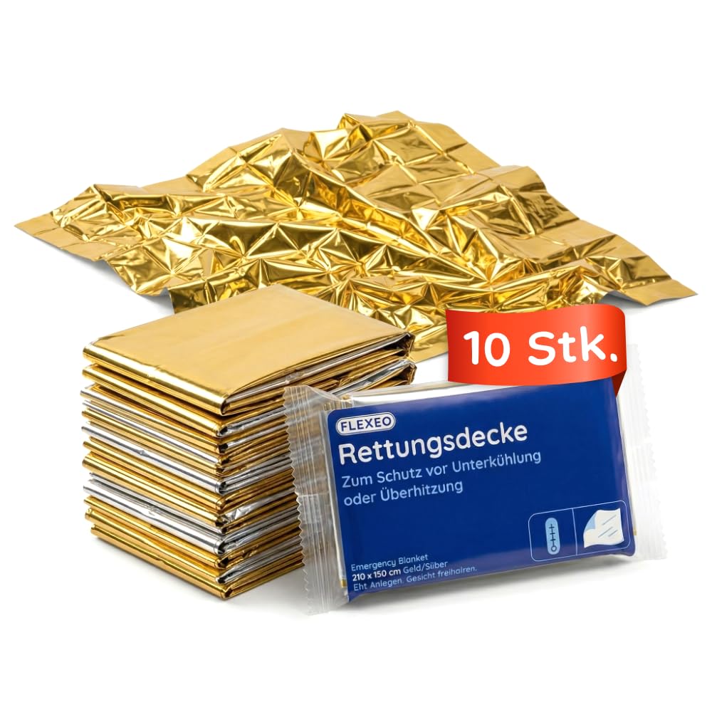 FLEXEO Rettungsdecke 10er-Set (Gold/Silber)